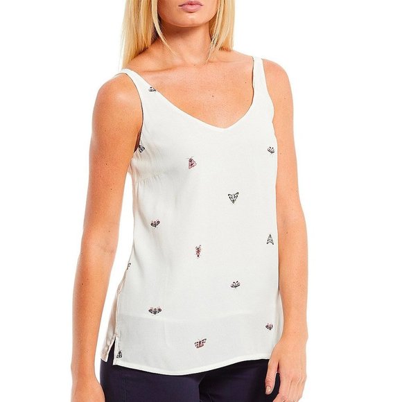Joules Tops - Joules Size 6 US White Kyra Blouse Tank Top Sleeveless V Neck Butterflies NEW